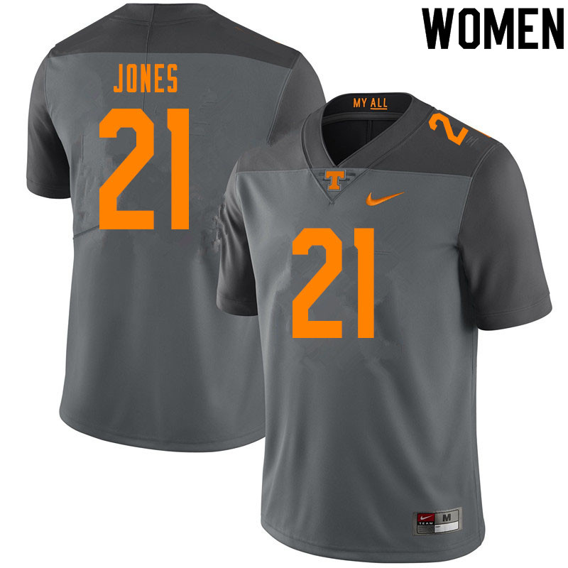 Women #21 Bradley Jones Tennessee Volunteers College Football Jerseys Sale-Gray - Click Image to Close